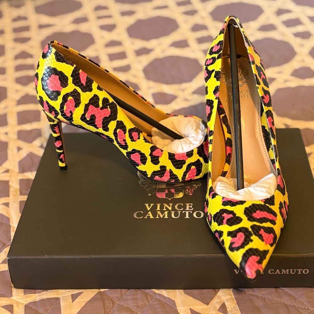 Vince Camuto Vibrant Yellow and Pink Heels